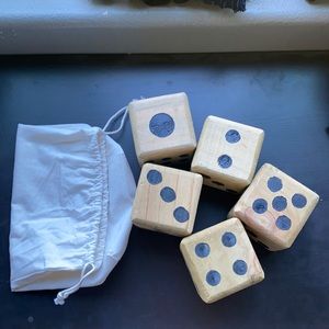 New Large Wooden Dice in Canvas Bag